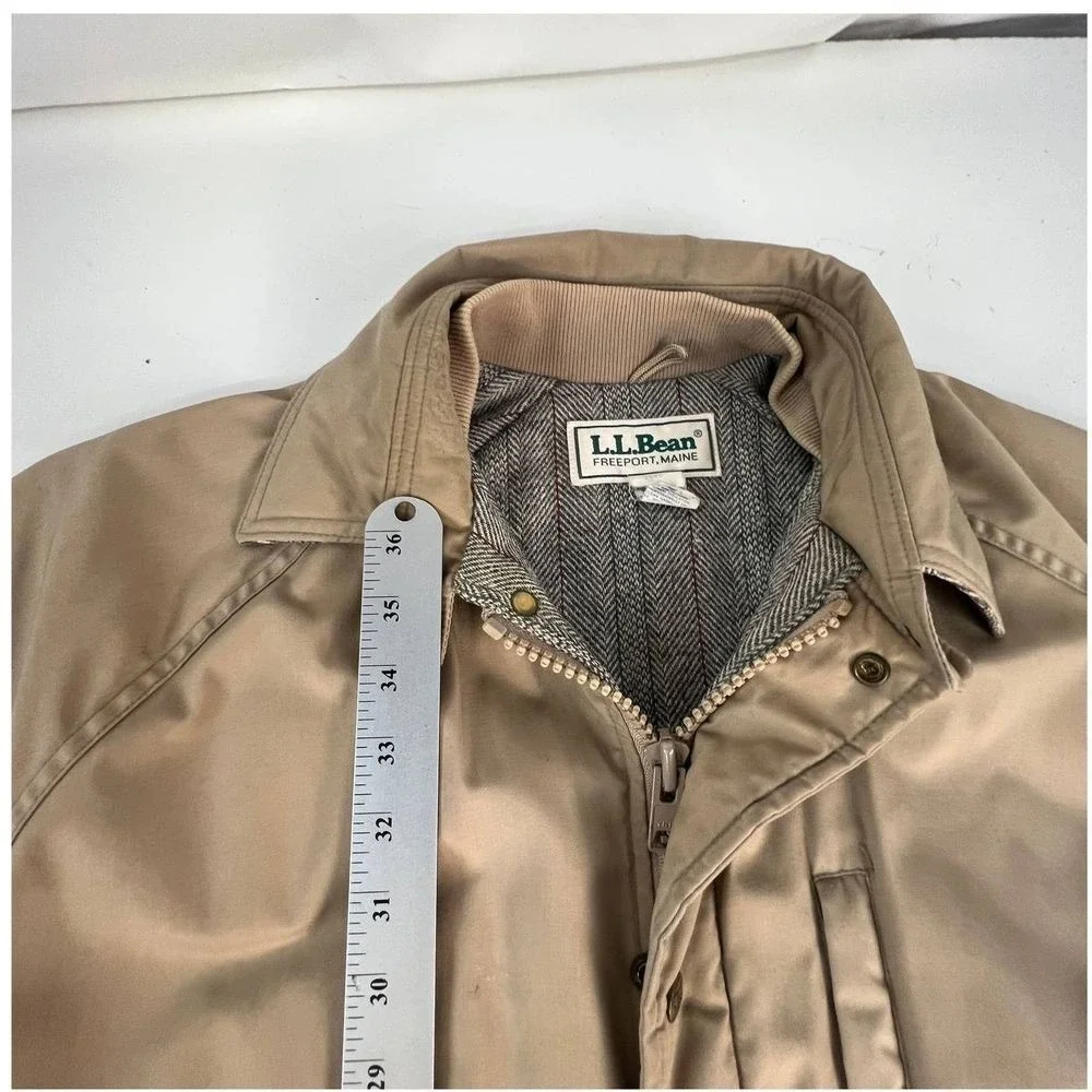 L.L. BEAN Wool Flannel Polyester Parka‎ Beige Made in USA Vintage M